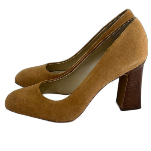Vince Camuto Shoes Women’s Size 8M Taupe Villona Suede Pump Block High Heel - Picture 6 of 12
